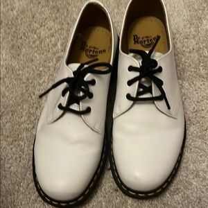 Dr. Martens White Leather Oxfords with Black Laces